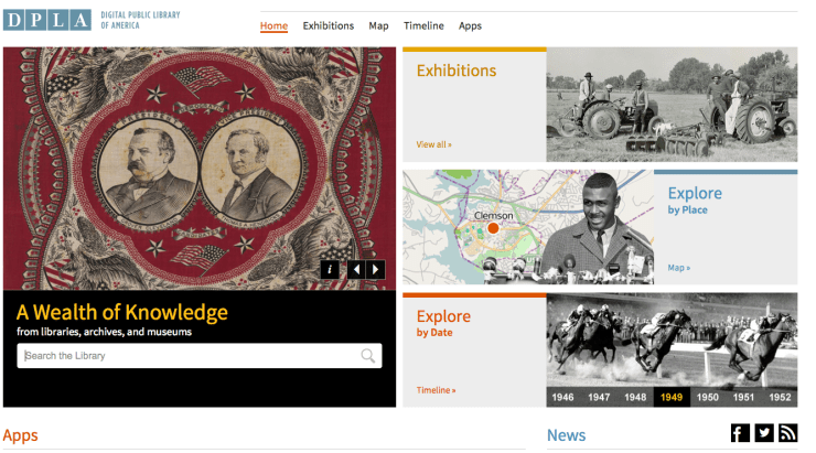 DPLA Search bar and Browse Features