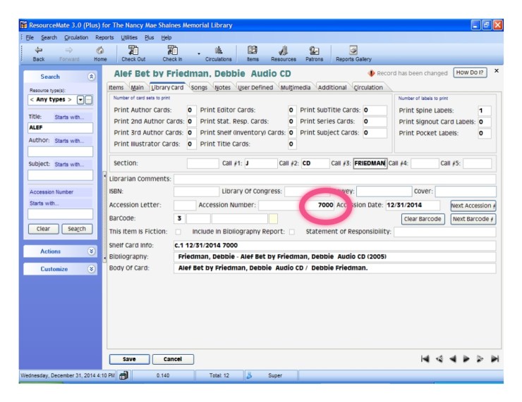 Screenshot of catalog entry number 7000